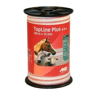AKO TopLine Plus Weidezaunband 10mm - weiß/rot 500m