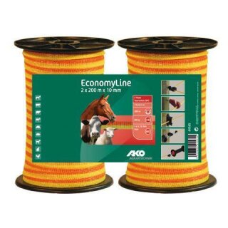 AKO EconomyLine Weidezaunband Doppelpack  10mm  2x200m - gelb/orange