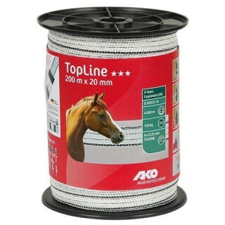 AKO TopLine Weidezaunband 20mm 200m - weiß/petrol