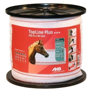 AKO Weidezaunband Topline Plus 40mm 200m TriCond - weiß/rot