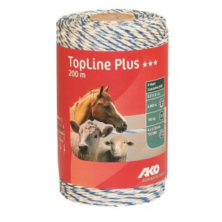 AKO TopLine Plus Weidezaunlitze - weiß/blau 200m Rolle