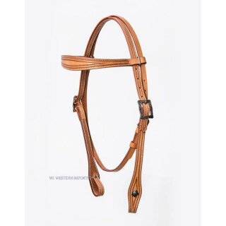 Border Tooled Headstall w./Antique Conco