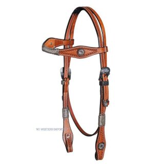 Headstall Tooled Antique Buckles HS-112