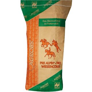 Agrobs - Pre Alpin - BIO Wiesencobs - Pferdefutter - 20 Kg Sack - Dieses Futtermittel kann in der ökologischen Produktion gem. den Verordnungen (EG) Nr. 834/2007 und (EG) 889/2008 verwendet werden. Zertifiziert und kontrolliert durch GfRS (DE-Öko-039)