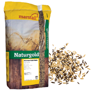 Marstall Naturgold Schwarz-Gold-Hafer (ganz) - Hafer Qualitäts-Getreide - Pferdefutter - 25 Kg