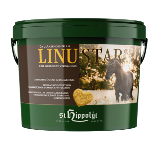 St. Hippolyt - LinuStar - für glänzendes Fell und eine geregelte Verdauung - Pferdefutter 3 Kg Eimer