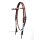 Beaded Harness Headstall dark oiled - Red-Blue-White - Westerntrense - Kopfstück - mit Perlen verziert