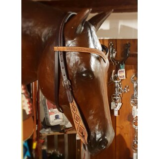 Tooled Headstall with Dots - Westerntrense - Kopfstück - mit Nieten verziert