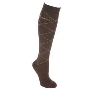 Covalliero Reitstrümpfe - Reitsocken - KARO - Dark Brown