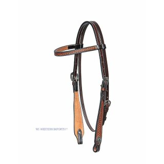 Two Tone Headstall - Kopfstück - Westerntrense - Basked Tooled