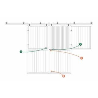 Schiebetor - Stallschiebetor - Stalltor - 4-flüglig - mit Schutzgitter und Fensterläden