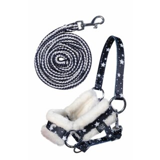 Halfter und Strick - Hobby Horsing - für Hobby Horse navy mit Sternenmuster