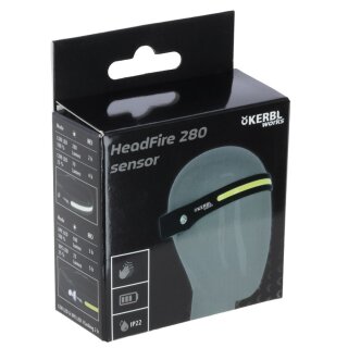 LED-Kopflampe HeadFire 280 sensor - schwarz - Lichtstrom 280 lm