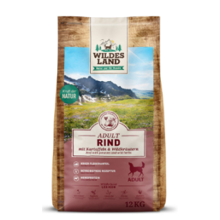 Wildes Land - Hundefutter - CLASSIC - Trockenfutter - Rind mit Kartoffeln und Wildkräutern - Getreidefrei - 12 Kg Sack