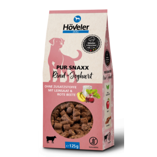 Höveler DOG Pur.Snaxx Rind & Joghurt - Hundeleckerli - Belohnung - 125g Beutel
